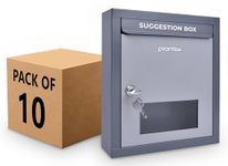 Plantex All in One Letter Box/Suggestion Box for Office/Multipurpose Box - Post Box for Home Gate/Complaint Box/Donation Box with Secure Lock - Pack of 10 (Grey), Wall Mounted