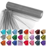 Weddecor 25m x 29cm Snow Sheer Dark Silver Organza Roll Sash Glitter Fabric for Table Runner Sashes Wedding & Christmas Decoration, Chair Cover Bows, Party Favours, Ribbon Crafting Supplies, 1pc