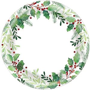 Amscan Traditional Holly Round Paper Lunch Plates, 17 cm (Pack of 40)