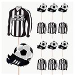 AK Giftshop Football Birthday Cupcakes Cake & Food Decorations Party Picks Toppers - Black and White Stripes Team Colours (Pack of 14)