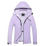 GIISAM Women's Waterproof Rain Jacket,Lightweight Windproof Full Zip Women's Packable Fall Raincoat Windbreaker with Hood, Purple, Large