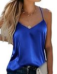 Ekouaer Women's Camisoles Vests Satin Tank Tops Adjustable Strap Camisole Undershirts M Blue