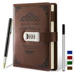 XIYUNTE Journal with Lock Personal Diary, A5 Lockable Notebook with Pen & Gift Box, Lockable Journal for Adults, Refillable Secret Diary with Lock, 200 Pages 100gsm Premium Paper, Brown