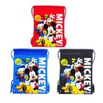 PLM 3 Disney Mickey & Friends 100 Percentage HAPPY Drawstring Backpack Sling Tote Sport Gym Bag Red Blue & Black M9-BP One Size, Black, Urban/Casual