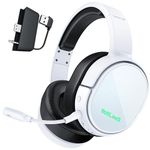 WolfLawS X1 Wireless Gaming Headset for Xbox Series X|S, Xbox One, PS5, PC, Mac, Nintendo Switch, Bluetooth Over Ear Gaming Headphones with Detachable Noise Canceling Microphones, 40H Battery - White…