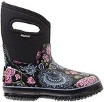 Bogs Women's Classic Mid Winter Blooms Waterproof Insulated Boot, Black Multi,6 M US