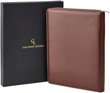 Gallaway Leather Zippered Portfolio Organizer - Genuine Leather Business Binder & Padfolio, Holds Notebook, Planner, Resume, Documents, Cards, iPad - in a Gift Box - Professional and Stylish (Brown)