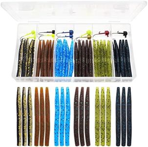 Lilureena 40 Pcs Senko Worms Fishing 3''Soft Lures Plastic Bait Jig Head Kit Plastic Worms Kit for Bass Fishing…