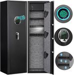 5-6 Rifle Gun Safe, 57" Larger and Deeper Gun Safes for Home Rifle and Pistols, Quick Access Gun Cabinets for Rifles and Shotguns with LED Light & Removable Shelf, 3 Pistol Bag