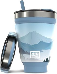 HYDAWAY Collapsible Tumbler with Lid and Straw - 16 oz I Portable, Insulated Silicone Travel Mug, Hot & Cold Foldable Cup for Coffee, Tea, Camping & Backpacking, Spill Proof Lid & Steel Rim