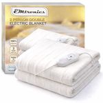 EMtronics Heated Electric Under Blanket Bed Warmer with 3 Heat Settings, Overheat Protection, Machine Washable - Double Size 135cm x 120cm