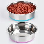 WEDAWN Stainless Steel Dog Bowls,Nonslip Rubber Bottom Dog Dishes, Deep Stainless Steel Cat Bowl Water and Food with Non- Skid Rubber Base for Small/Medium/Large Dogs, Cats (8 Cup for Medium Pet)