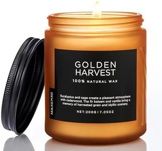 M&SENSE Golden Harvest, 6.0oz Eucalyptus & Fir Balsam Scented Candle,40 Hours Long Lasting, 2 Cotton Wick Candle for Birthday Holiday, Decoration for Home