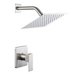 ROVATE Shower Faucet Set Brushed Nickel Single Function, Bathroom Rain Mixer Shower with 8 Inch Square Stainless Steel Overhead Shower (Rough-in Valve Included)