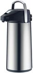 alfi Drinks Dispenser 2.2 litres, Polished Stainless Steel Pump Jug with Tempered Glass Insert, Integrated Pump, Keeps Warm for 12 Hours, Cold for 24 Hours, for 18 Cups, 360° Rotating Base, Ideal for