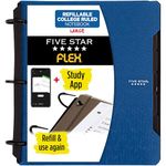 Five Star Flex Refillable Notebook + Study App, College Ruled Paper, 1 Inch TechLock Rings, Pockets, Tabs and Dividers, 200 Sheet Capacity, Pacific Blue (29328AD2)