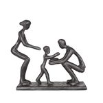 Aoneky Metal Family Art Sculpture, Mother Father and Child - Rustic Abstract Cast Iron Figurine Home Decor Statue - Present for Couple Anniversary Christmas (Family of 3)