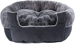 CARESFUL Dog Beds for Dogs & Cat Beds for Indoor Cats, Machine Washable Soft & Plush Calming Dog Bed, Round Pet Beds for Indoor Cats, Warming & Cooling Bed (Medium Grey)