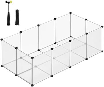 SONGMICS Pet Playpen,Fence Cage with Bottom for Small Animals Guinea Pigs, Hamsters, Bunnies,Rabbits, Pet Exercise Run and Crate, Transparent Plastic Panels, ULPC02W