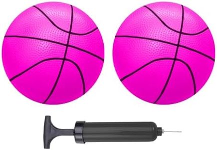 ABAJI Mini Basketballs Pink 2 Pack 5" Set with Pump Needle Durable Material for Mini Hoop 0-2 Toddlers Kids Teenagers for Pool Indoors Outdoors