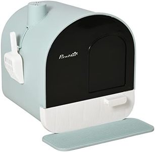 PawHut Bac à litière pour Chat Maison de Toilette pour Chat avec Porte battante, Pelle et Filtre Inclus dim. 43L x 44l x 47H cm