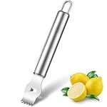 Lemon Zester Peeler, Professional Lemon Zester with Canelle Knife Stainless Steel Lemon Slice for Gin Cocktails, Lime Oranges, Kitchen Tool (Stainless Steel Handle, 6.5 Inch)