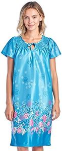 Casual Nights Women's Nightgown Short Sleeve MuuMuu Housecoat Lounger Patio Dress - Teal - Medium