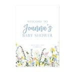 Wildflower personalised baby shower sign | floral welcome baby party sign | flower decor sign | baby shower party print | poster to welcome A4 or A3 (A4 sign + easel)