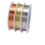 ART IFACT 30 Meters - 22 Gauge Copper, Silver and Brass Wire (10 Meters Each) for Beading Wire, Craft Work, Flower Making, Hobby Crafts and School Crafts Project (22 Gauge (0.71 mm))