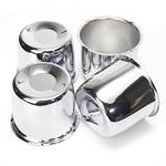 Rheedal 4Pcs 4.25inch Trailer Wheel Center Caps Push Through 4.25" Bore 3.72" Tall Hub Cap for Truck SUV RV Wheel Rim, Chrome Silver Wheel Cover