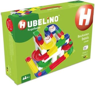 Hubelino 420480 Basic Building Box Marble Run, Compatible with Popular Building Block System, 123 pieces, for Ages 4 and Up, (Made in Germany)