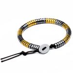 THE MEN THING Sleek Italy - Gold & Silver Tone - Steel Bead Bracelet - Stretch Bracelet For Mens (8Inch)