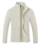 MAGCOMSEN Fleece Jacket Women White Warm Winter Coats Lightweight Full Zip Up for Hiking Cream M