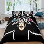 ZAHOCAI Single Duvet Cover Set Gorilla Black 3D Printed single bedding sets with Zipper +2 Pillowcases 19"X29" single duvet cover set Microfiber single bedding Soft bedding single bed set