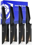 Dalstrong Steak Knife Set-4pc- 5" Blade-Shadow Black Series-Black Titanium Nitride Coated-H Carbon 7CR17MOV-X Vacuum Treated Steel-Giftable Dinner Set Kitchen Knives-Sheath-NSF Certified