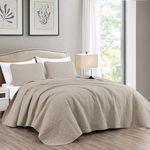 Chezmoi Collection Austin 3-Piece Oversized Bedspread Coverlet Set (Queen, Khaki)