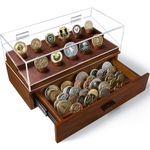 Premium Wooden Challenge Coin Display Case – Store Up to 45 Coins with The Chest – Military Coin Display Case and Wooden Challenge Coin Holder – Lifetime Assurance Included