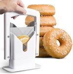 KitchiNest Adjustable Bagel Slicer – Stainless Steel Guillotine Cutter with Safety Shield, Non-Slip Base, Bread Guide