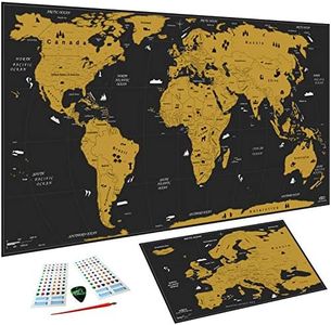 Carte du monde à gratter XXL (82 x 43 cm), Inclus carte d' Europe et accessoires de grattage, par WIDETA