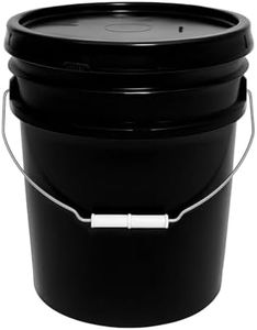 5 Gallon Bucket & Lid | Made in The USA | Food Grade & BPA Free | 90 Mil HDPE | Heavy Duty | Multi-Purpose | Stackable Design | Easy Carry | Eco Sustainable Bucket | (Black, 1)
