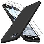 TOCOL for iPhone SE Case 2020/2022, iPhone 8/7 Case, with 2 Pack Screen Protector, Slim Liquid Silicone Shockproof Phone Case 4.7 Inch, [Anti-Scratch] [Drop Protection], Black