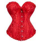 Corset Top Ovebust Victorian Corset Lace up Plus Size Corsets and Bustiers for Women, Red, Small