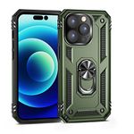 Korecase for iPhone 14 Pro Phone Case, Extreme Protection Military Armor Dual Layer Protective Ring Kickstand Olive Green