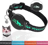 PROFAVO Luminous Airtag Cat Collar, Apple Air Tag Cat Collar with Airtag Holder,Reflective Cat GPS Tracker Collar for Girl Boy Small Cats,Kittens,and Puppies (with Bell)