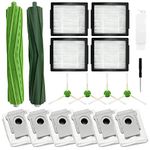 Replacement Parts Accessories Compatible for iRobot Roomba J7+ Combo Vacuum Cleaner,1 Set Multi-Surface Rubber Brushes 4 HEPA Filters & 4 Side Brushes,6 Dust Bags