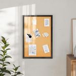 Flash Furniture Rustic Wall Mount Cork Board, for Home, Office, School, Comes with Wood Push Pins, 20" x 30", Black