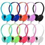 20 Pack Classroom Kids Headphones Bulk 10 Colourful Class Set of Headphones for Students Children Toddler Boys Girls Teen and Adult (10 Mixed)