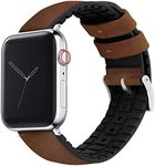 BARTON WATCH BANDS- Oak Brown Leather and Rubber Hybrid - Choose Color & Size - Compatible with All Apple Watches - 38mm, 40mm, 42mm, 44mm