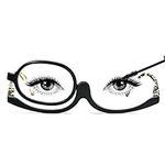 MMOWW Makeup Reading Glasses, Magnifying Makeup Glasses with Flip-Down Single Lens for Womens, Folding Design Reading Glasses Rotating Glasses (Black, 3.0)