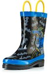 DC Comics Kids Boys' Superman Character Printed Waterproof Easy-On Rubber Rain Boots (Toddler/Little Kids) , Blue-black, 12 Little Kid